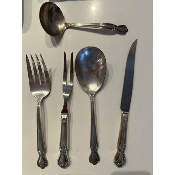 ROGERS Silverplate Elegant Lady Serving Pieces Daybreak Knife Spoon Fork Ladle - Picture 4 of 16